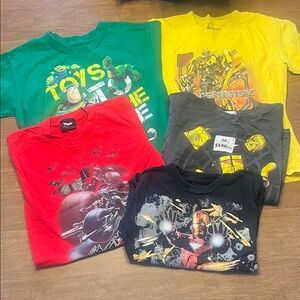 Kids Tee Lot of 5 - Batman, Transformers, Toy Story, Iron Man,Star Wars Size 7/8